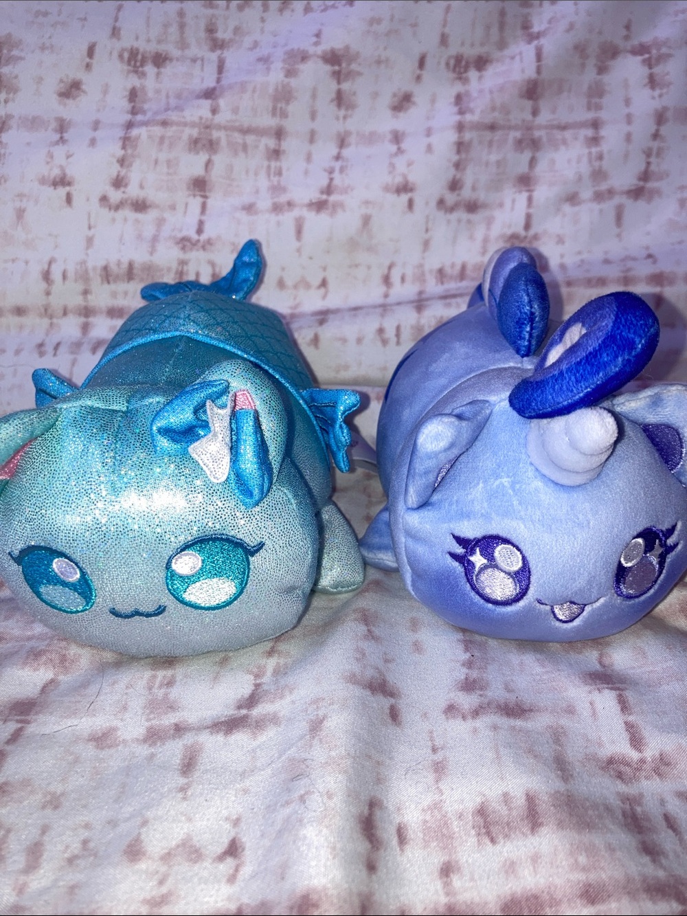 Aphmau MeeMeows Blue Unicorn & Blue mermaid Cat Plush Kitty 6”